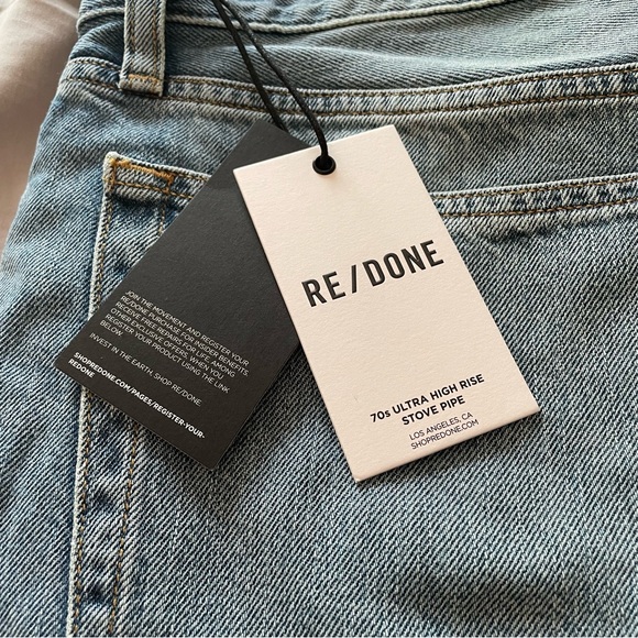 New Re/Done Low Rider Loose in Vintage Flow. Wide leg split seam low rise jean - Picture 16 of 16